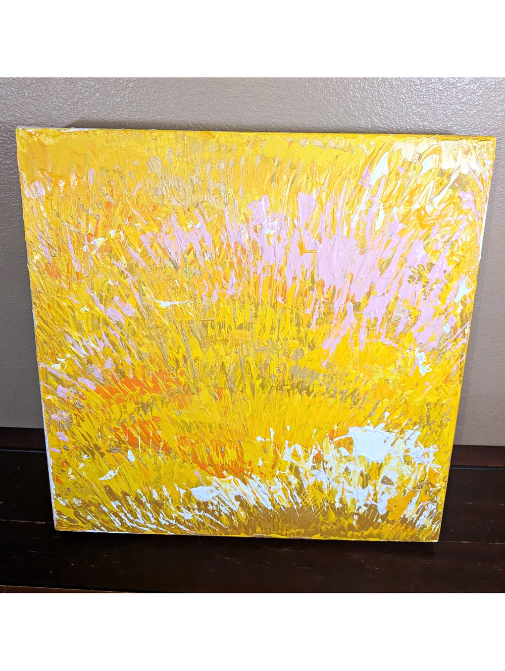 Yellow Sunrise 2015 Fall signed Sandra Page Mitchell Original 22x22 framed.